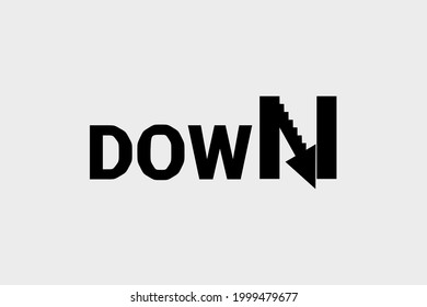 Typography for logos, icons or symbols with the words "DOWN".