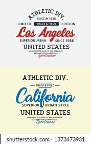 Typography Los Angeles California for t-shirt print and other uses.  Vector image design.