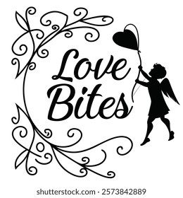 typography love bites-text heart shaped letter eps
