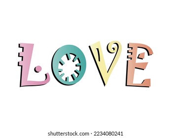 Typography of Love. Print for t shirts. Typing. Love is essence of life. Poster and banner design ideas. Isolated vectors. Simple Text.