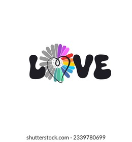 Tipografía Impresión gráfica vectorial de amor para camiseta femenina .colorido