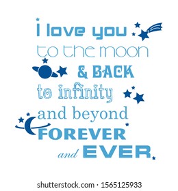 Typography I love you for kid, cloud word, love quote