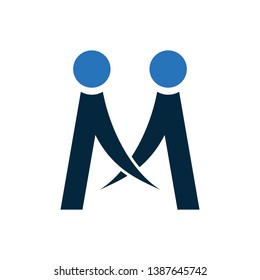 typography M people simple vector logo