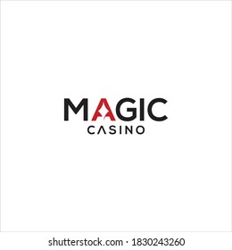 typography magic casino logo design with negative space diamond cards idea