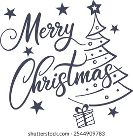 typography marry christmas t-shirt design