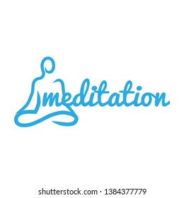 typography meditation and abstract human figure, yoga related logo template