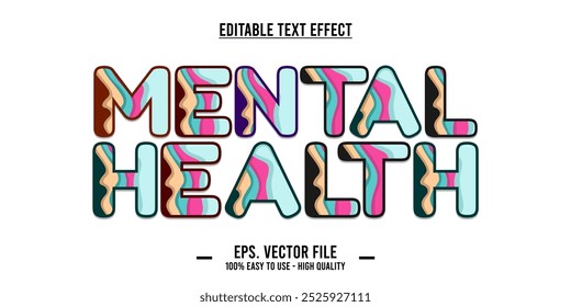 typography MENTAL HEALTH word art illustration, editable text effect