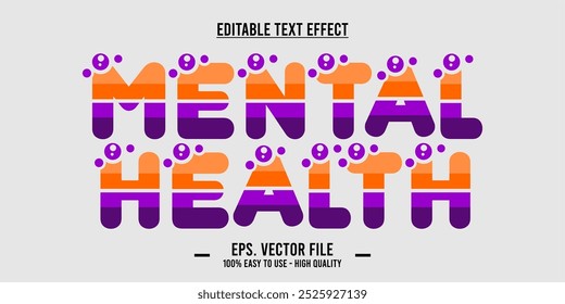 typography MENTAL HEALTH word art illustration, editable text effect
