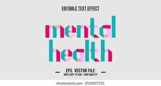 typography MENTAL HEALTH word art illustration, editable text effect