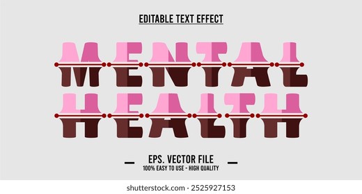 typography MENTAL HEALTH word art illustration, editable text effect