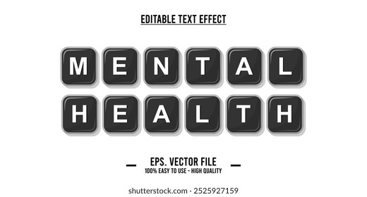 typography MENTAL HEALTH word art illustration, editable text effect