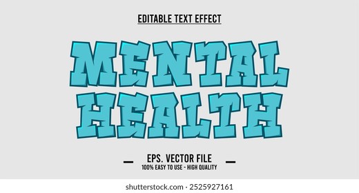 typography MENTAL HEALTH word art illustration, editable text effect