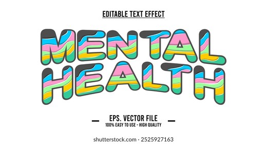 typography MENTAL HEALTH word art illustration, editable text effect