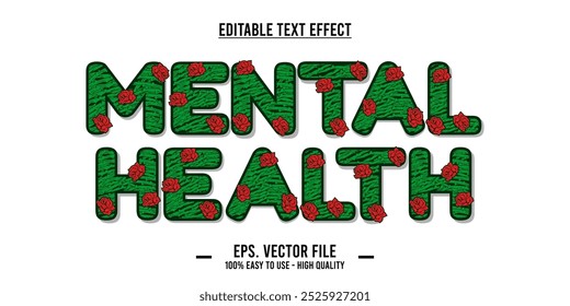 typography MENTAL HEALTH word art illustration, editable text effect