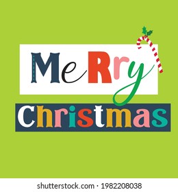 Typography merry Christmas  with colorful