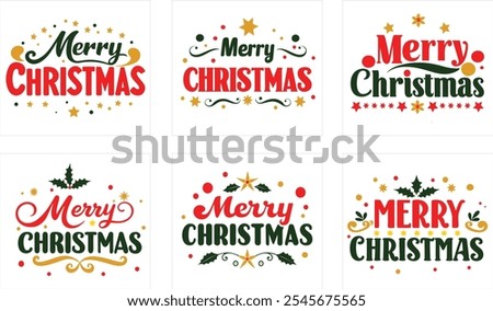 Typography Merry Christmas design vector greeting happy merry Christmas set for print social media web store icon t-shirt design and calligraphy hand writing celebration background elements design