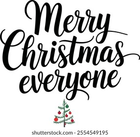 Typography Merry Christmas Everyone simple template background Vector illustration.