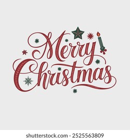 Typography Merry Christmas simple template background Vector illustration.