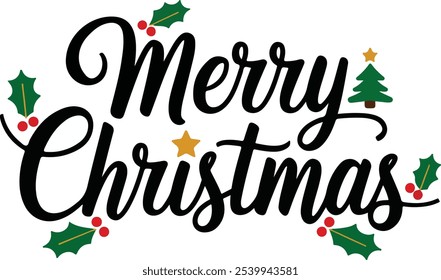 Typography Merry Christmas simple template background Vector illustration.
