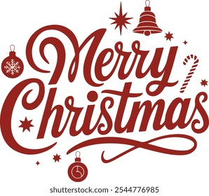 Typography Merry Christmas simple template background Vector illustration.