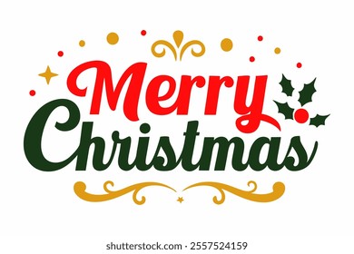 typography merry christmas white background