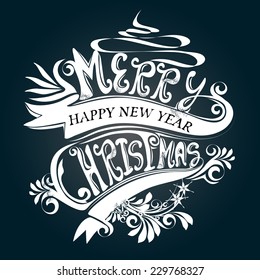Typography Merry Chritmas white design icon illustration 