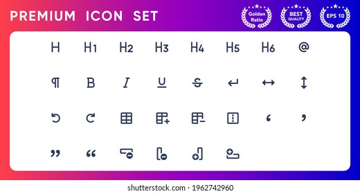 Typography modern line icon vector set.