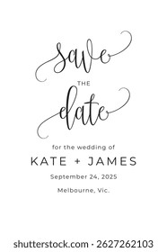 Typography Modern Simple Script Wedding Save the Date