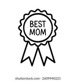 Typography Mother's Day Award Emblem with Ribbon and Heart