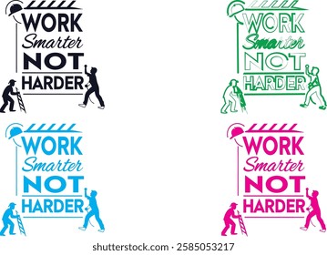 Typography, motivational phrases, work smarter not harder, handwritten text, colorful variations, black and white, blue, green, pink, simple designs, minimalist style, scribbled lettering, informal fo