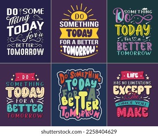 Typography motivational quote set vector