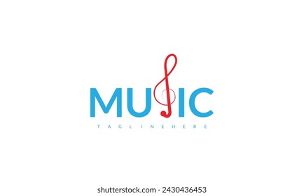 typography music with audio symboll logo design.