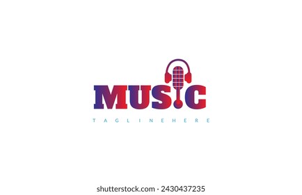 typography music with audio symboll logo design.