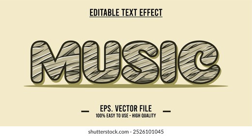 tipografía MÚSICA ilustración de arte de la palabra, efecto de texto editable, formato de archivo eps