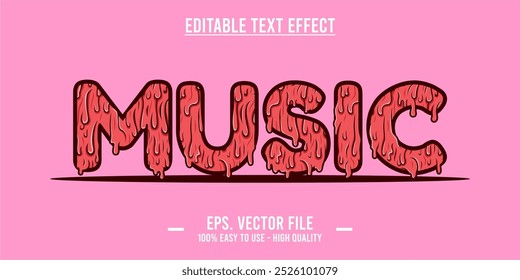 tipografía MÚSICA ilustración de arte de la palabra, efecto de texto editable, formato de archivo eps