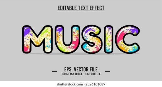typography MUSIC word art illustration, editable text effect, eps file format