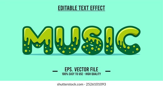 tipografía MÚSICA ilustración de arte de la palabra, efecto de texto editable, formato de archivo eps