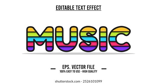 typography MUSIC word art illustration, editable text effect, eps file format