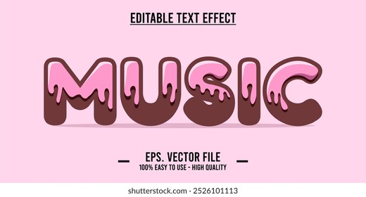 tipografía MÚSICA ilustración de arte de la palabra, efecto de texto editable, formato de archivo eps