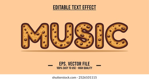 tipografía MÚSICA ilustración de arte de la palabra, efecto de texto editable, formato de archivo eps