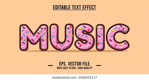 tipografía MÚSICA ilustración de arte de la palabra, efecto de texto editable, formato de archivo eps