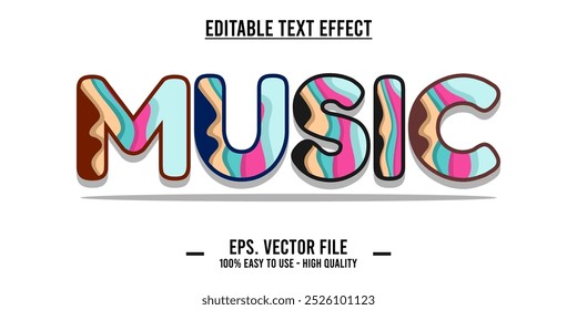 typography MUSIC word art illustration, editable text effect, eps file format