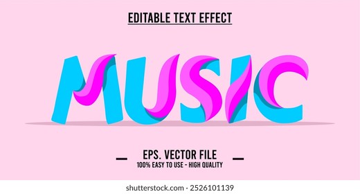 tipografía MÚSICA ilustración de arte de la palabra, efecto de texto editable, formato de archivo eps