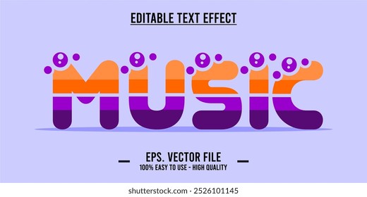 typography MUSIC word art illustration, editable text effect, eps file format