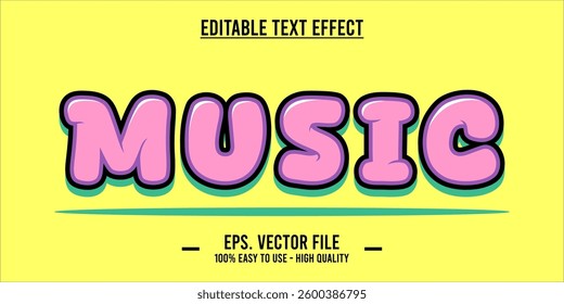 typography MUSIC word art illustration, editable text effect, eps file format