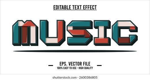typography MUSIC word art illustration, editable text effect, eps file format
