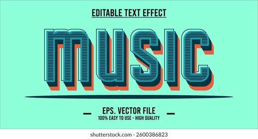 typography MUSIC word art illustration, editable text effect, eps file format