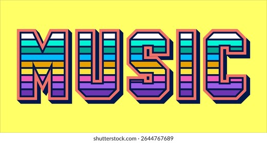 typography MUSIC word art illustration,  text effect style, eps file format
