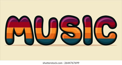 typography MUSIC word art illustration,  text effect style, eps file format