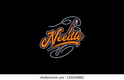 Typography Needle T-shirt Design Illustration